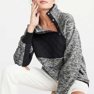 Abercrombie & Fitch Womens Fleece Quilted Snap Popover Pullover Jacket
